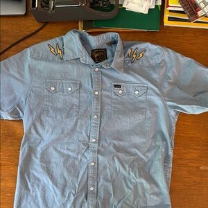 Howler Brothers Sky Blue Shirt with Yellow Lightning